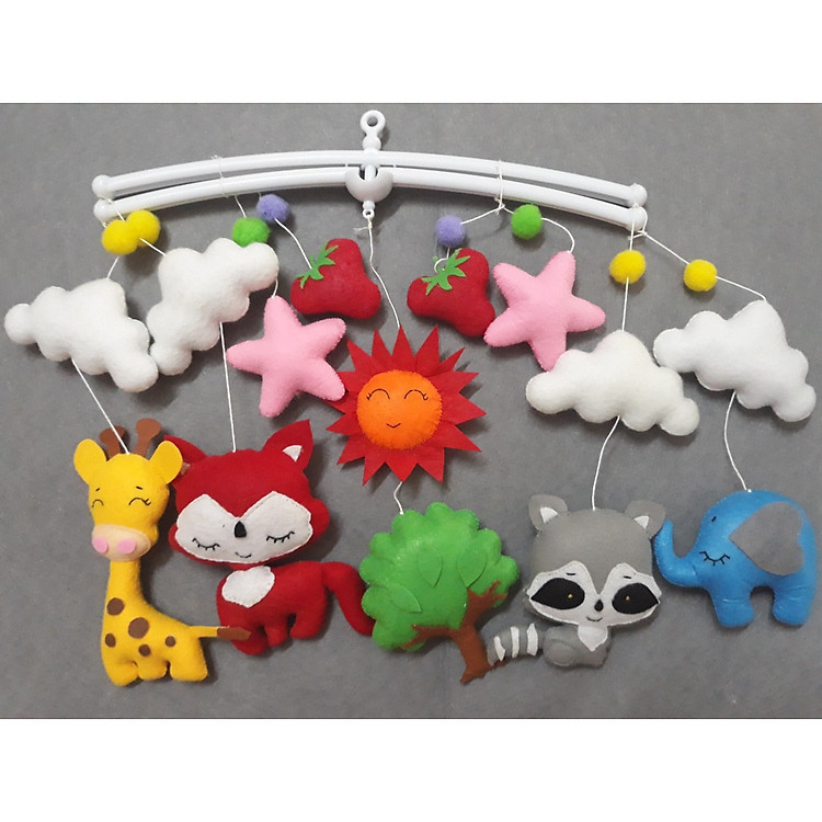 Treo nôi handmade màu sắc hình thú kích thích thị giác cho bé