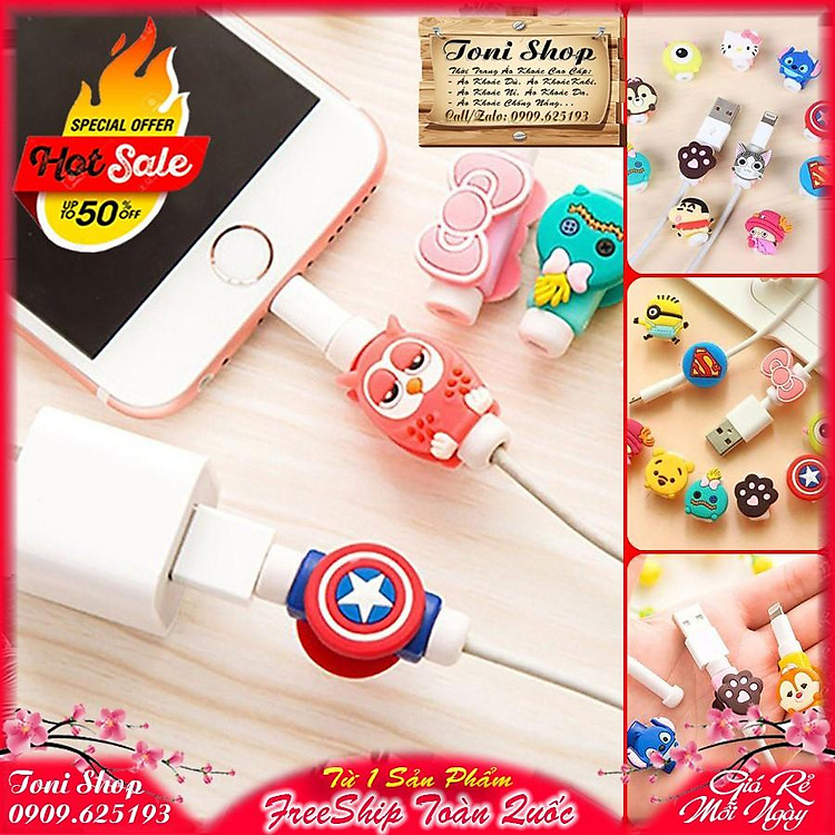 ( ̂ ́ ̀) Nút Gắn Bảo Vệ Đầu Dây Cáp Sạc ĐTDĐ - Máy Tính Bảng (Mẫu Ngẫu Nhiên)