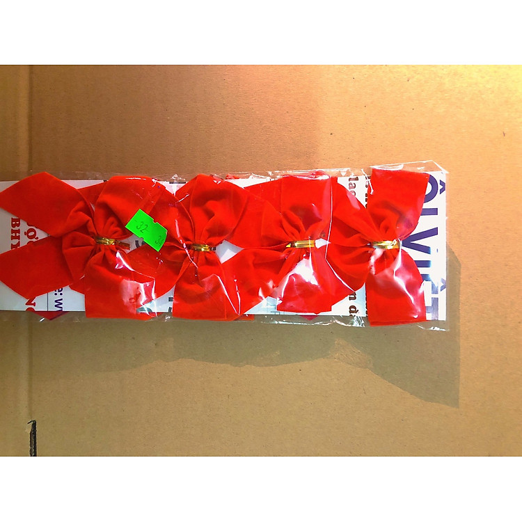 Nơ đỏ trang trí cây thông noel (10 cái)