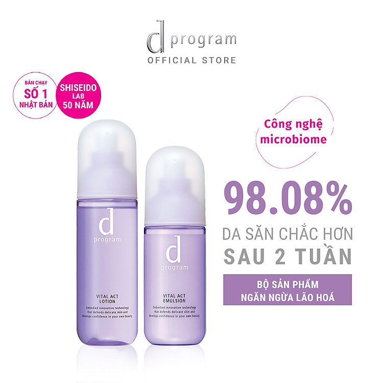 Bộ Đôi Ngăn Ngừa Lão Hóa Cho Da Nhạy Cảm d program Vital Act (Nước Cân Bằng 125ml + Sữa Dưỡng 100ml)