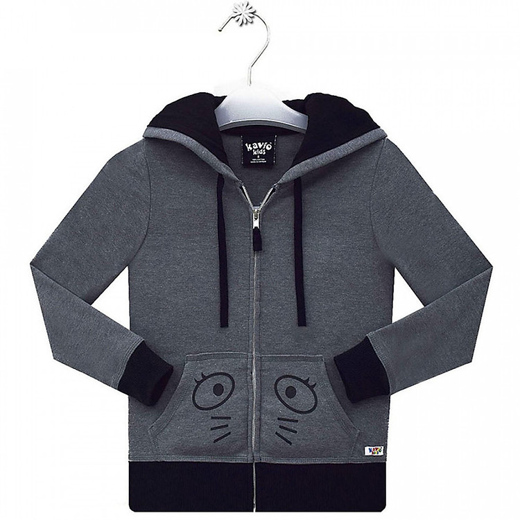 Áo Khoác Bé Gái Có Mũ In Hình Gấu Kavio Kids GI41-N2 - Xám Đậm