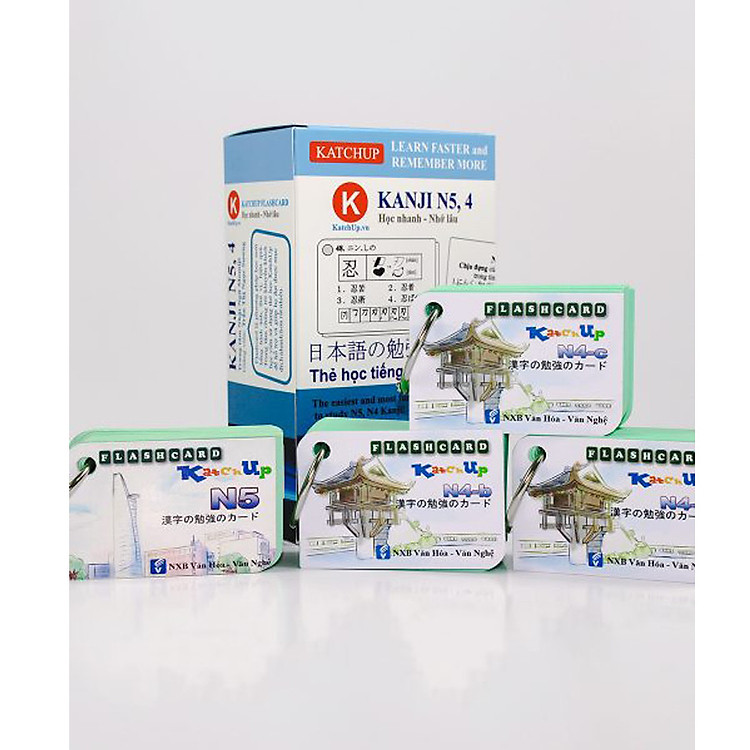 Combo trọn bộ KatchUp Flashcard sơ cấp tiếng Nhật N5,4 từ vựng, ngữ pháp, kanji, bảng chữ cái