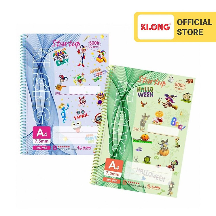 Sổ Kẻ Ngang Lò Xo Đơn Xé Startup KLONG A4 (500 trang)
