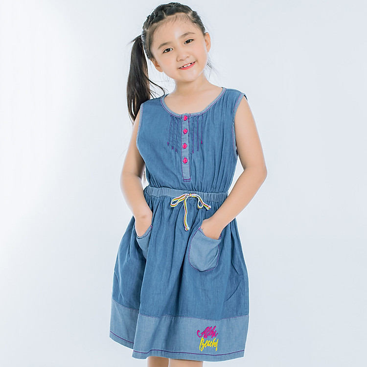 Đầm Xòe Bé Gái V.T.A.Kids 29032012 - Xanh Jean Nhạt