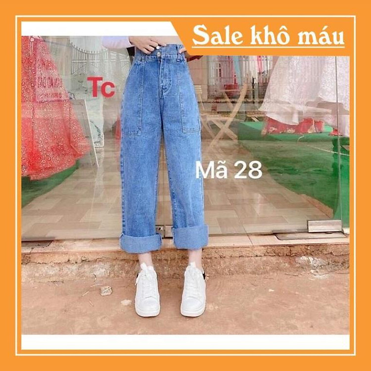QUẦN bò ống rộng đai chéo Quần jeans nữ rách , quần jeans nữ lưng cao ôm dáng , quần cạp cao