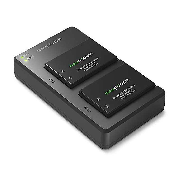 Bộ 2 pin và sạc đôi RavPower LP-E17 cho Canon 77D, 750D, 760D, 800D, M6 - Hàng chính hãng