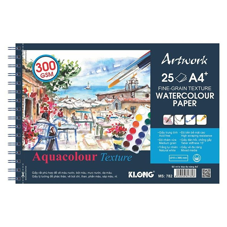 Sổ Vẽ Màu Nước KLONG A4+ (25 tờ, 300GSM) - Ảnh 3