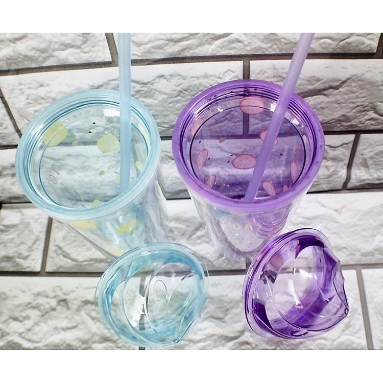 Ly Nhựa Kim Tuyến 500ml Kèm Ống Hút Chính hãng Tiết kiệm - Hình ảnh 2