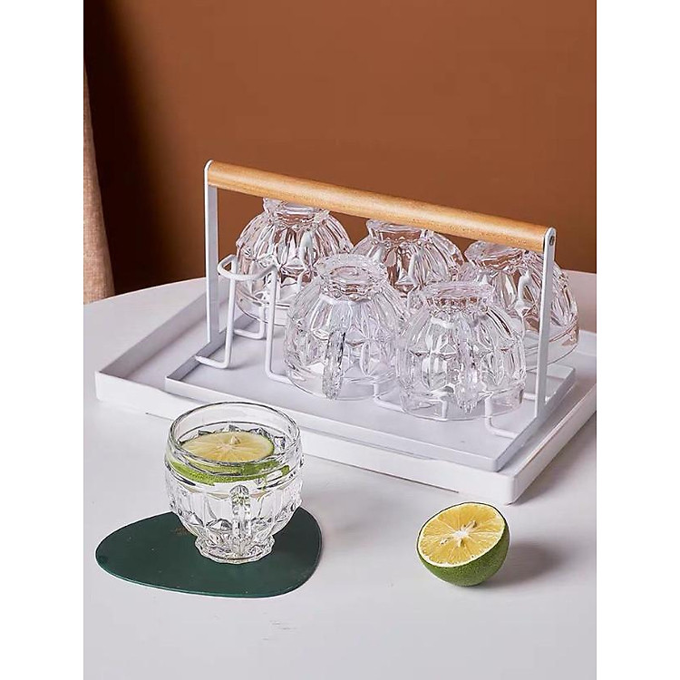 Bộ 6 ly 180ml bằng thuỷ tinh có tay cầm thích hợp uống trà, cafe - hàng chính hãng