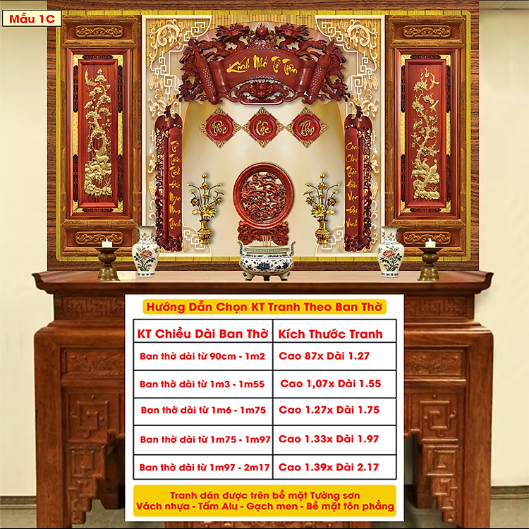 Tranh Lụa Dán Tường Phòng Thờ Cao Cấp 4 – In Sắc Nét – Tặng Keo Dán, Giá Tận Xưởng