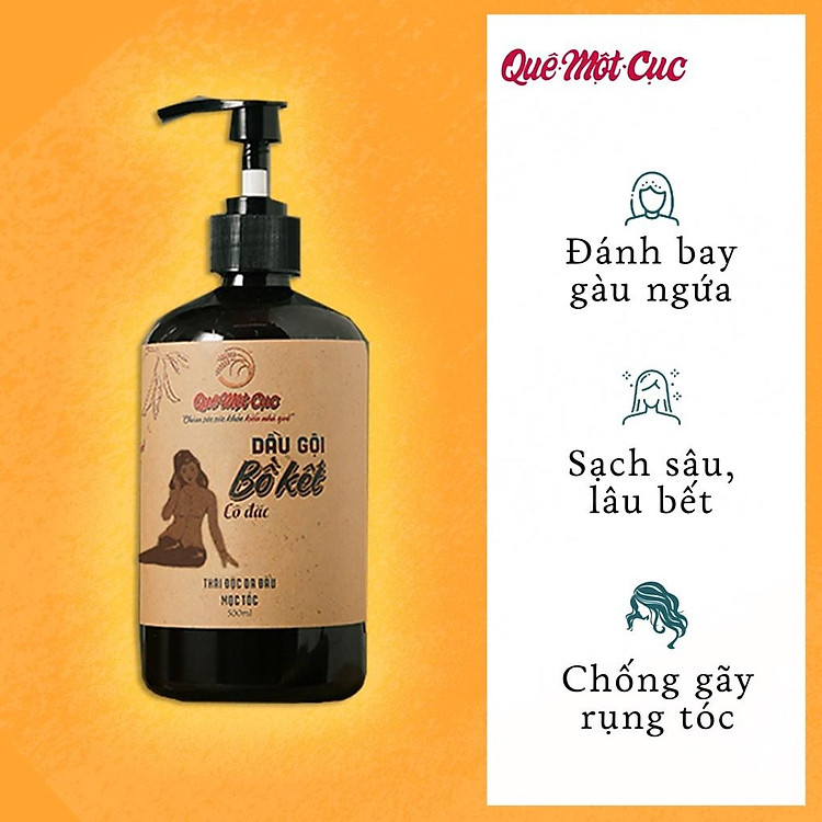 Dầu gội thảo dược ️ Dầu gội bồ kết thảo mộc dưỡng tóc QUÊ MỘT CỤC ngăn rụng tóc, sạch gàu 500ml