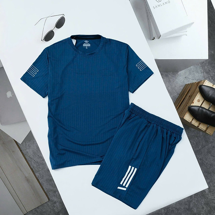 Bộ đồ thể thao nam phối sọc, set đồ nam cộc tay mặc nhà chất thun thoáng mát có 4 màu Cực Chất