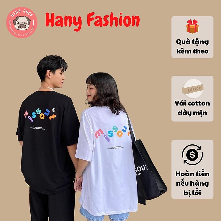 Áo thun COLORFUL TEE - Áo thun unisex form rộng tay lỡ MISSOUT chữ cầu vồng || Hany Shop