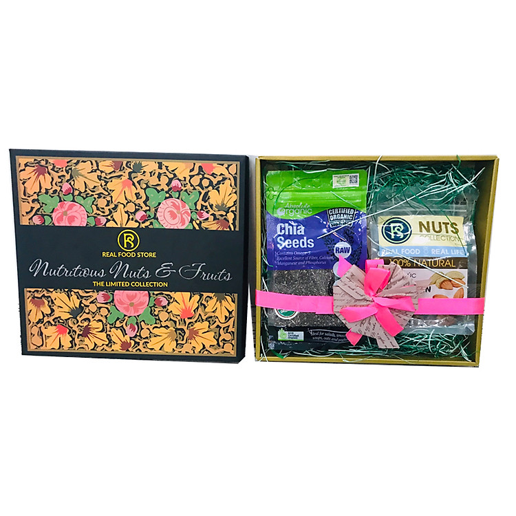 Hộp Quà Tặng Real Food 2 món (Hạt Chia 400Gr & Hạt Hạnh Nhân 250Gr )