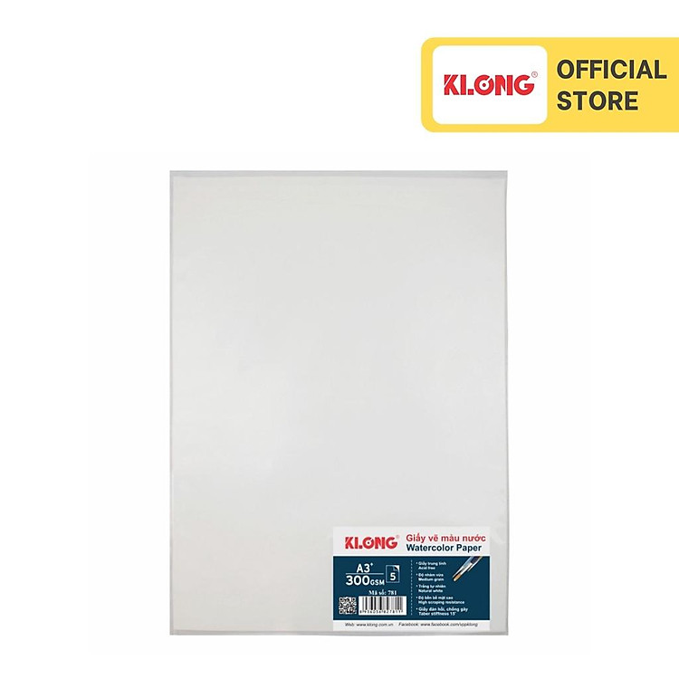 Giấy Vẽ Màu Nước KLONG A3+ (05 tờ, 300GSM)