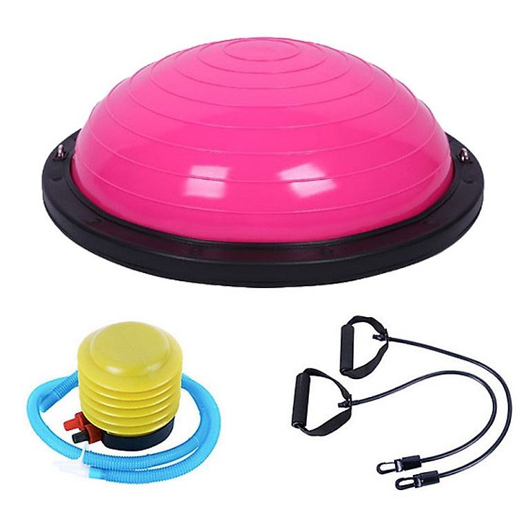 Bóng Tập Yoga Thăng Bằng Da Trơn Đường Kính 58cm Nặng 6kg + Kèm 2 Dây Kéo Tay Và Bơm Bóng