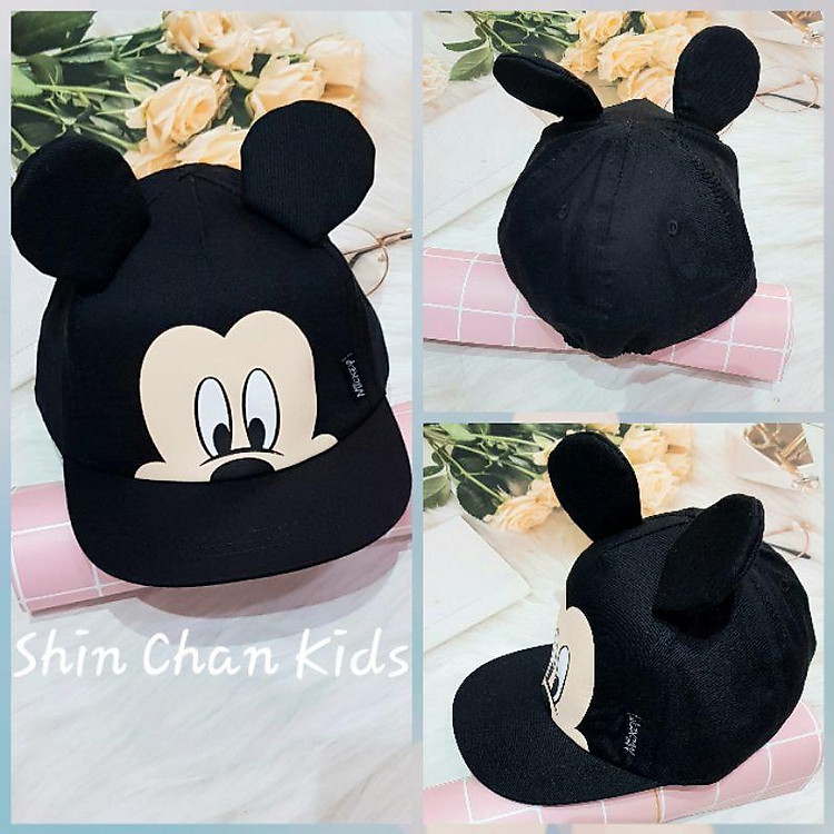 {Nhiều mẫu} {6 tháng - 4 tuổi} Mũ lưỡi trai HM xuất dư cho bé trai, bé gái - Mẫu Mickey đen (Nón)