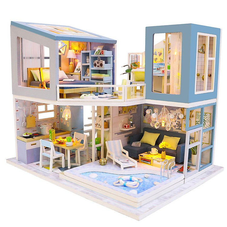Nhà búp bê Mô hình lắp ghép Lần Đầu Gặp Gỡ các chi tiết được thiết kế tỉ mỉ + Tặng kèm keo dán, bộ dụng cụ lắp ghép và mica chắn bụi và cót nhạc