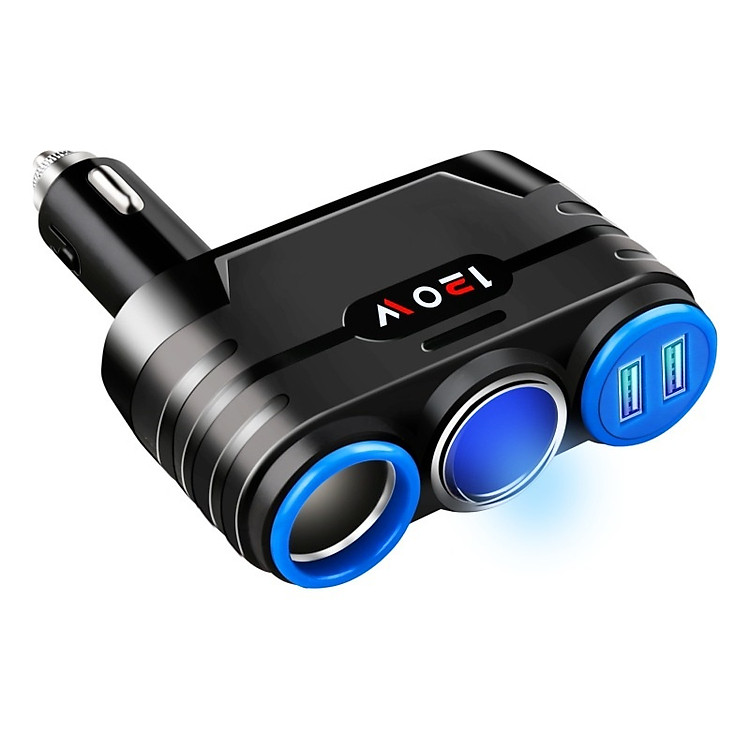 Tẩu sạc ô tô 4in1, bộ chia 2 tẩu sạc và 2 cổng USB 2.1A sạc đa năng