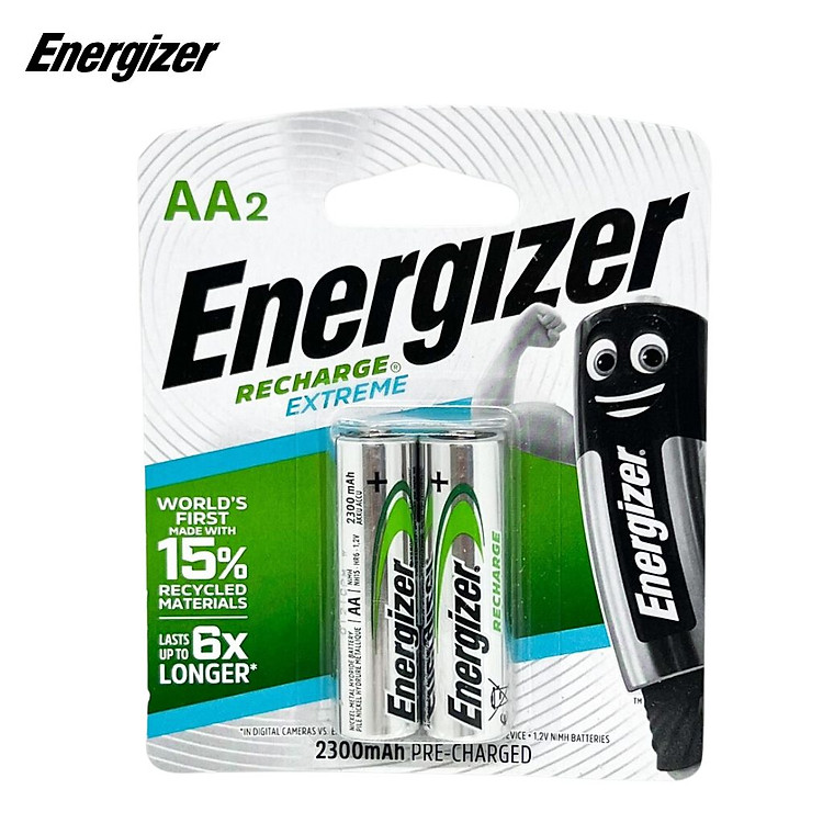 Vỉ 2 Viên Pin Sạc AA Energizer 2300 mAh ( 1500 Lần sạc lại ) Made in JAPAN - Hàng chính hãng