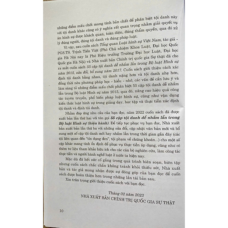 55 Cặp Tội Danh Dễ Nhầm Lẫn Trong Bộ Luật Hình Sự (Hiện Hành) (Xuất bản lần thứ ba có sửa chữa, bổ sung) - Ảnh 7
