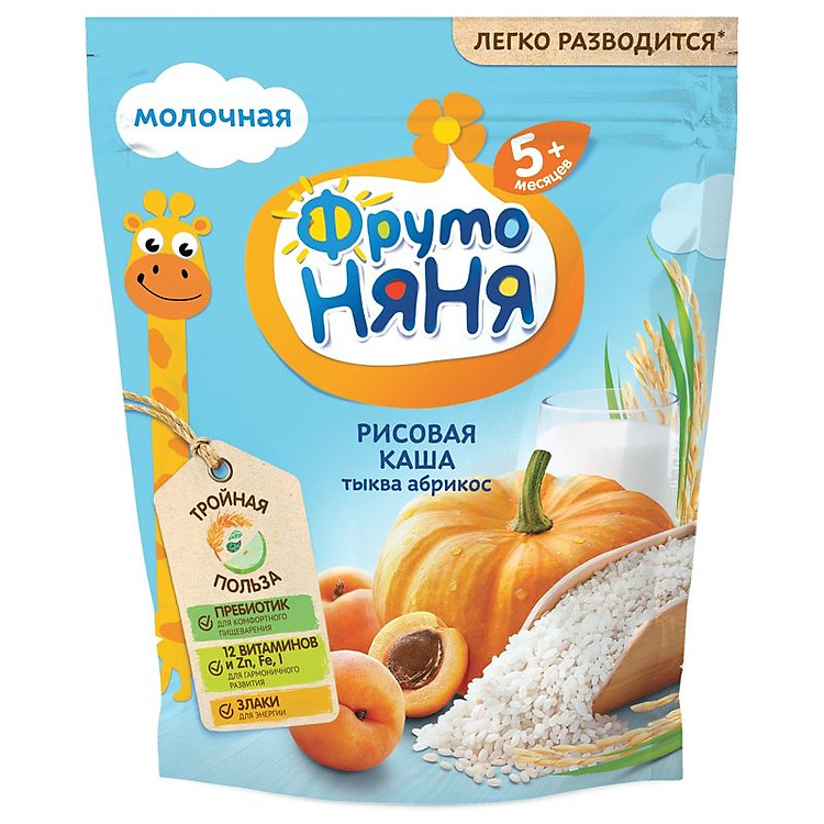 Bột ăn dặm Fruto Nga với Bí ngô và Mơ 200g (từ 5 tháng tuổi)