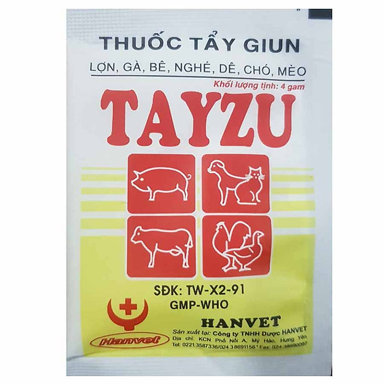 Tẩy giun cho chó mèo dạng bột không đắng - Hanvet Tayzu 4g