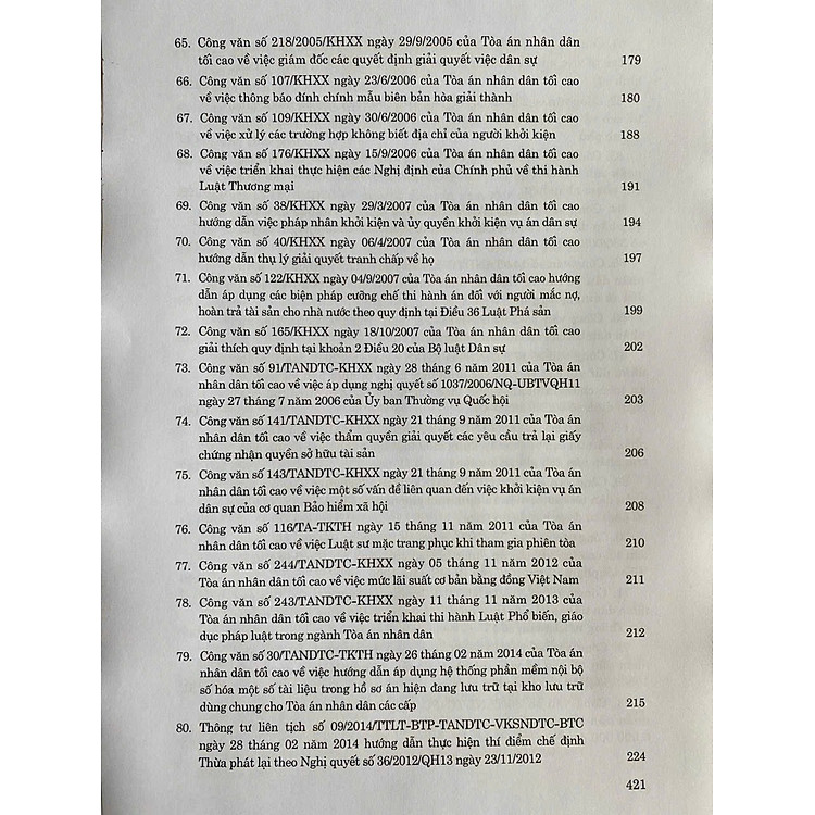 Hệ thống Công văn hướng dẫn nghiệp vụ của Tòa án nhân dân tối cao trong lĩnh vực Dân sự và Tố tụng Dân sự (từ năm 1986 đến năm 2023) - Ảnh 7