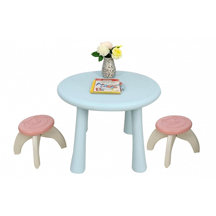 Bộ bàn ghế (1 bàn, 2 ghế) Toys House tặng xe trượt đà cho bé VBC-123-6 (ngẫu nhiên)