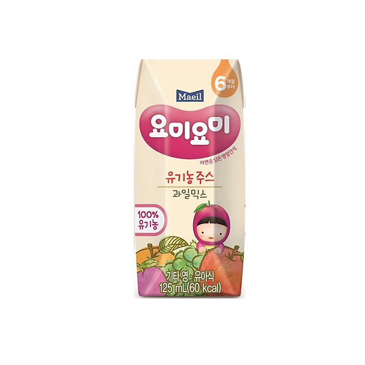 Nước ép trái cây hữu cơ Yummy Yummy cho bé từ 6M vị hoa quả - 1 Lốc 3 hộp