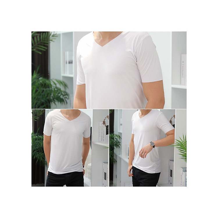 Áo thun lanh cổ tim phông trơn nam cao cấp