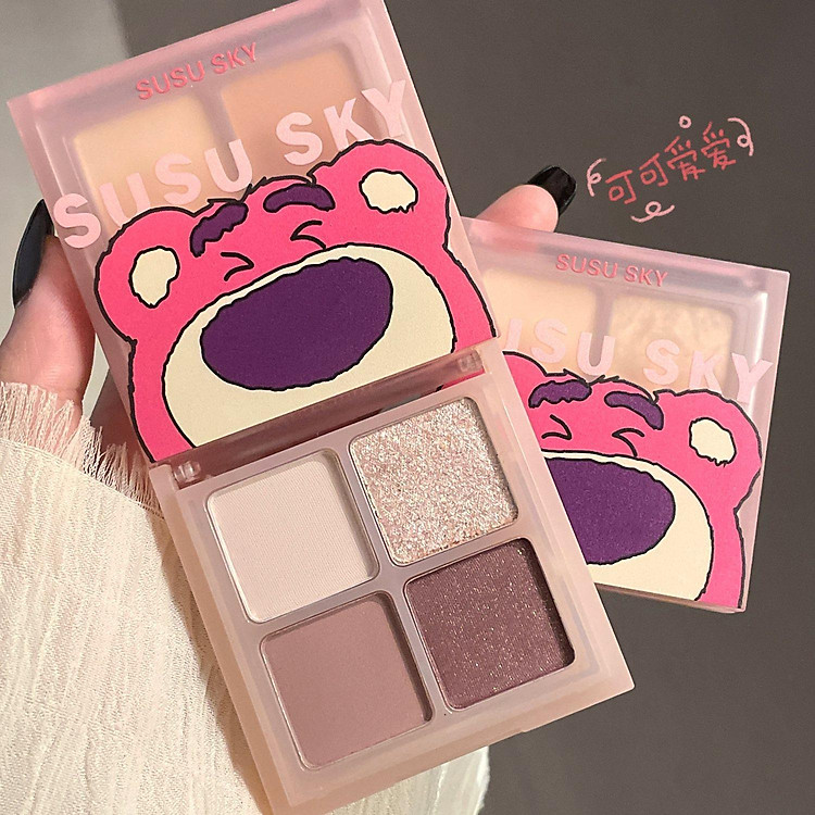 Phụ nữ thời trang Phấn mắt 4 màu SUSU SKY Gentle Matte Pearlescent Fine Long lanh Độ bão hòa thấp Bột màu xám Tấm nâu Màu trà sữa Phấn mắt giá cả phải chăng