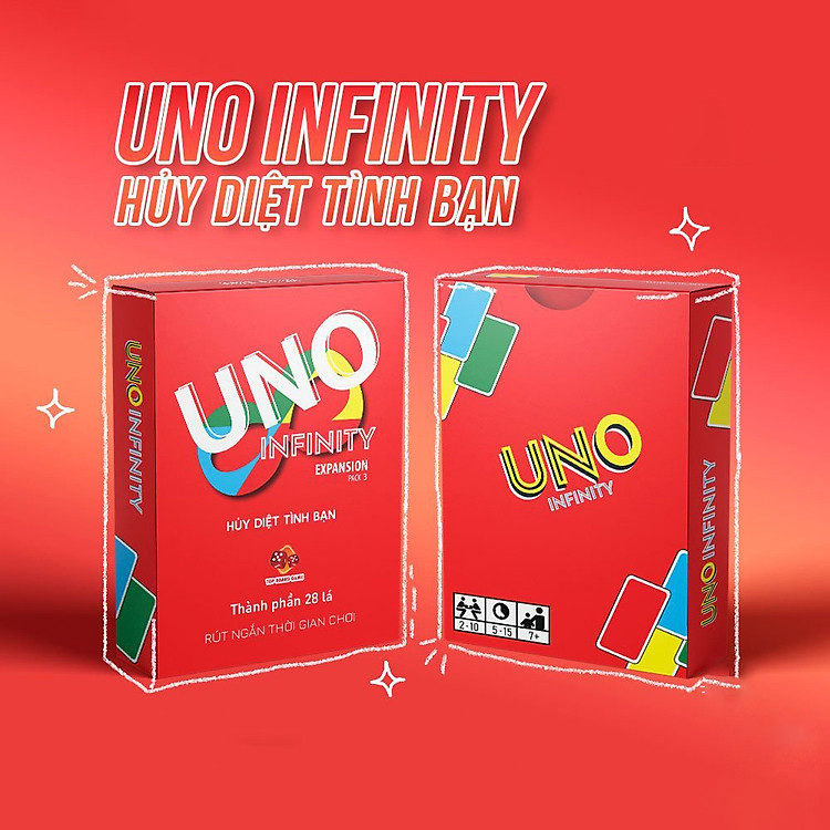 Bộ Board Game Uno Infinity bản mở rộng màu đỏ giúp rút gắn thời gian 1 ván chơi