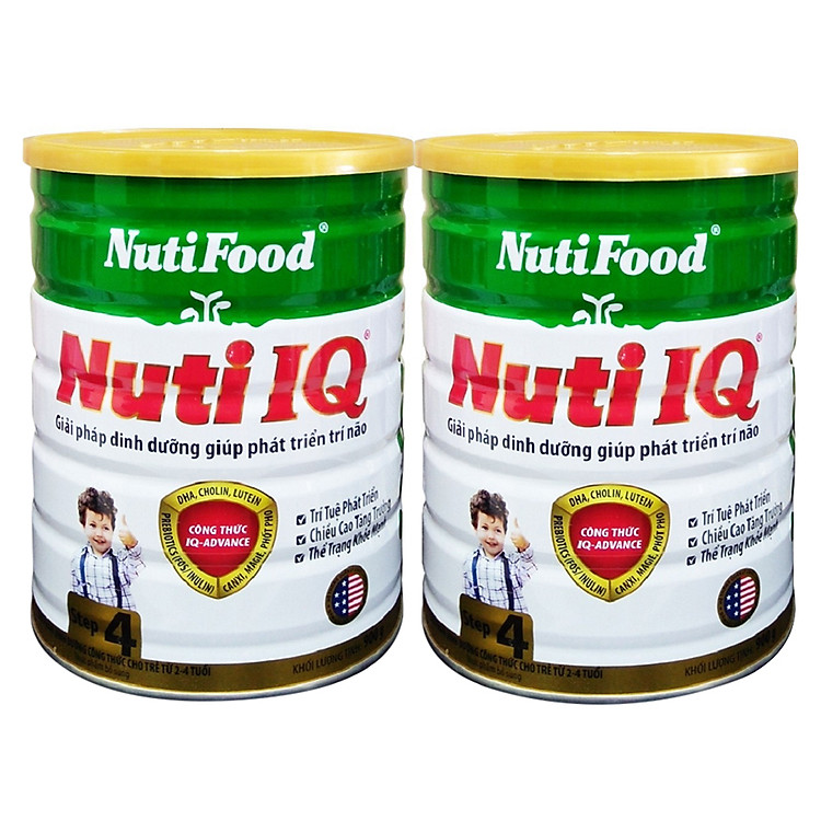 Combo 2 hộp Nuti IQ Step 4 900 gr : sữa tăng cường DHA cho trẻ 2-6 tuổi phát triển trí não, thị giác