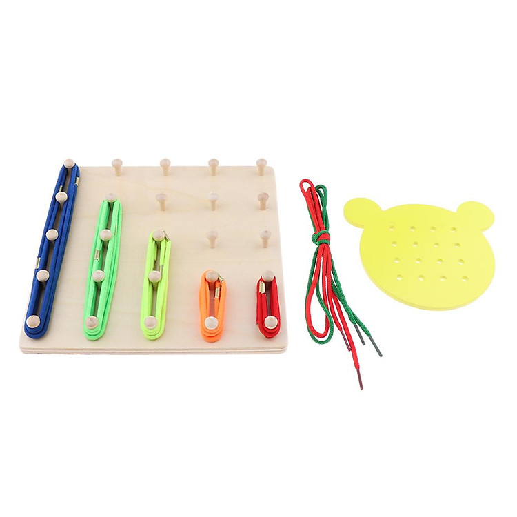 Montessori Gỗ Geoboard Đầu Đồ Chơi Giáo Dục Trẻ Em Quà Tặng Với Dây Cao Su