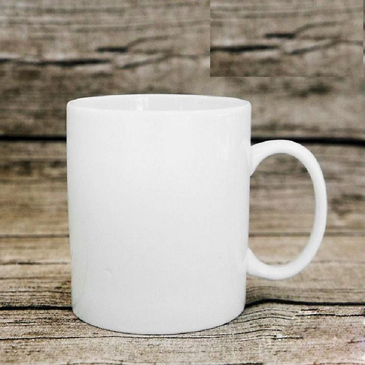 Cốc sứ quai chữ C, lòng trắng men trắng