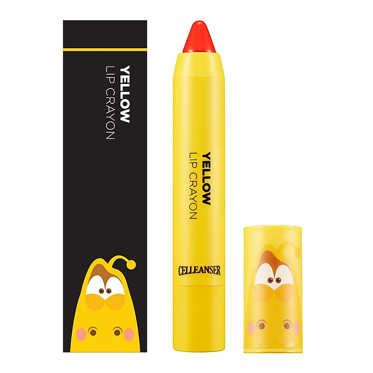 Son bút chì màu đỏ cam Celleanser Larva Yellow Lip Crayon