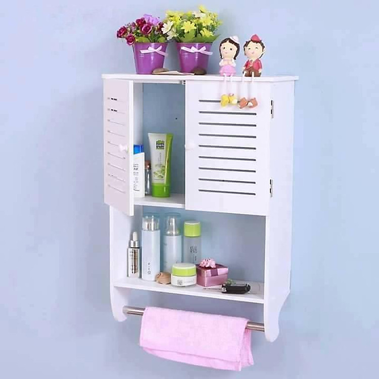 Tủ nhà tắm treo tường 2 cánh nhỏ TKNT01A - Kệ lắp ráp treo tường nhà tắm ( 60x40x17cm)