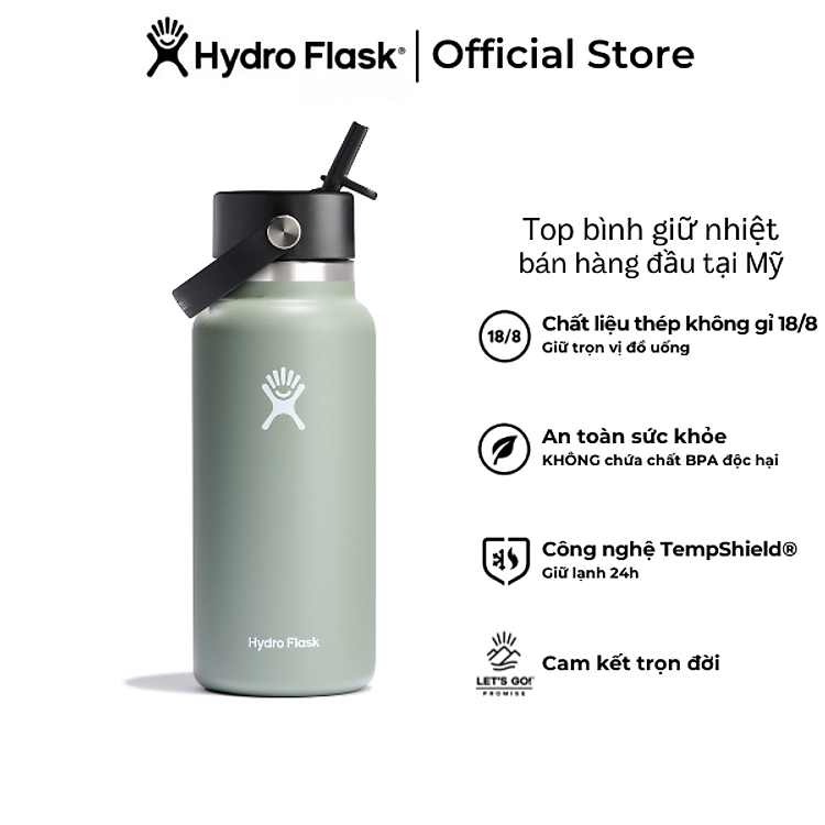 Bình Nước Giữ Lạnh Hydro Flask Wide Flex Straw Cap 32 oz (946ml) – W32BFS Hàng chính hãng (Season 2024)