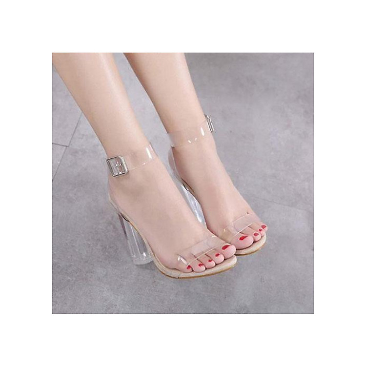 Giày / Sandal Cao Gót Nữ Đế Vuông Trong Suốt GN 19