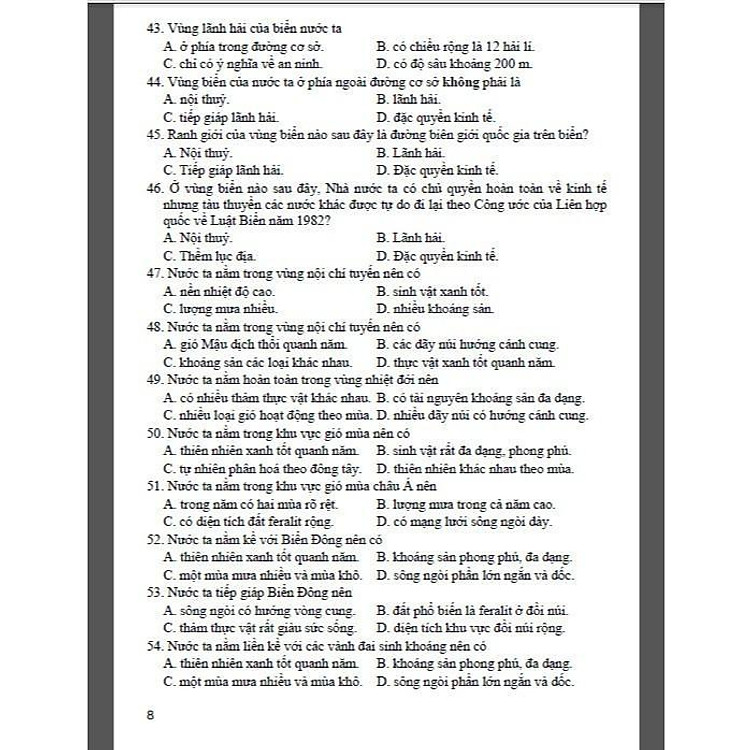 Trắc Nghiệm Địa Lí Lớp 12 - Ảnh 4