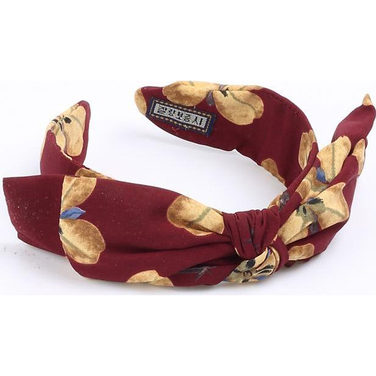 Cài Tóc Nơ Màu Đỏ Đô Họa Tiết Hoa - Mã CT155