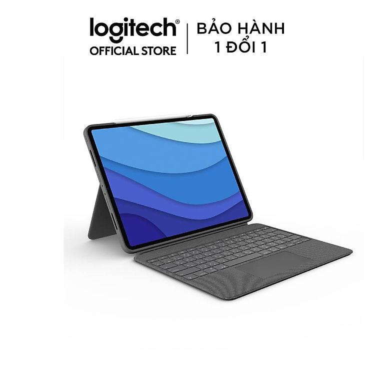 Bao da kèm bàn phím Logitech Combo Touch dành cho iPad Pro 12.9 inch (gen 5) - Bàn phím Backlit có thể tháo rời, Trackpad siêu nhạy - Hàng chính hãng