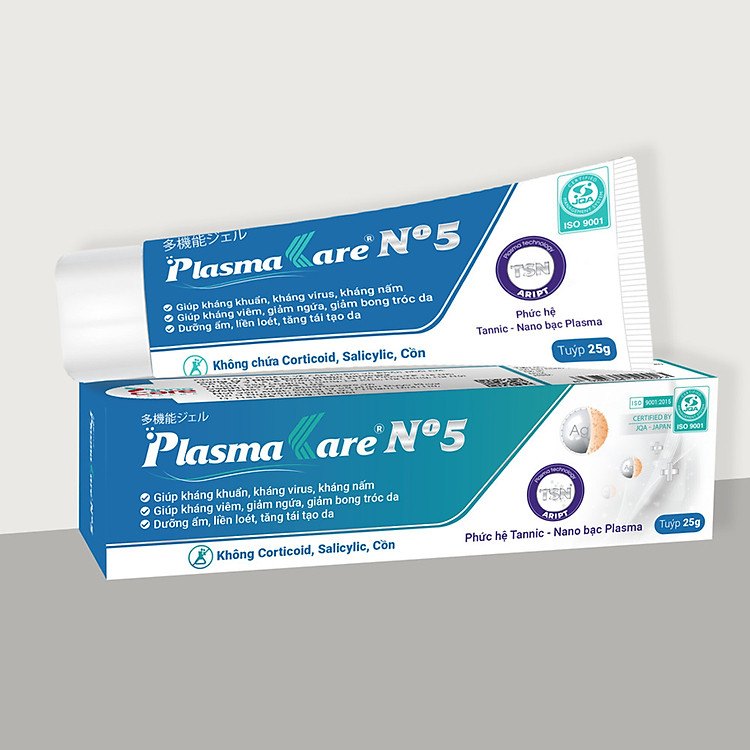 Kem bôi da nano bạc Gel PlasmaKare No5 (PlasmaKare số 5), thuốc bôi ngoài da kháng nấm, khoáng khuẩn, virus...chống viêm, giảm ngứa, tái tạo da, chuyên sâu cho bệnh trên da