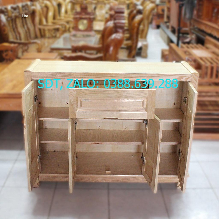 Tủ giày gỗ sồi 4 cánh , tủ để dày dép bằng gỗ , tủ gỗ cao cấp
