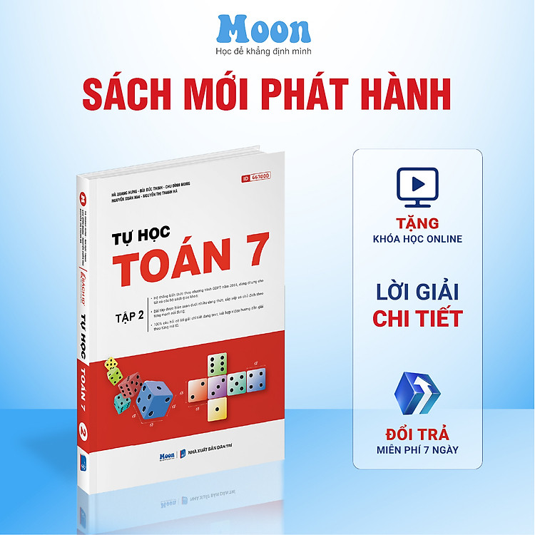 Sách Tự Học Toán Học Lớp 7 Chương Trình Mới Kết nối tri thức, cánh diều, chân trời sáng tạo Moonbook