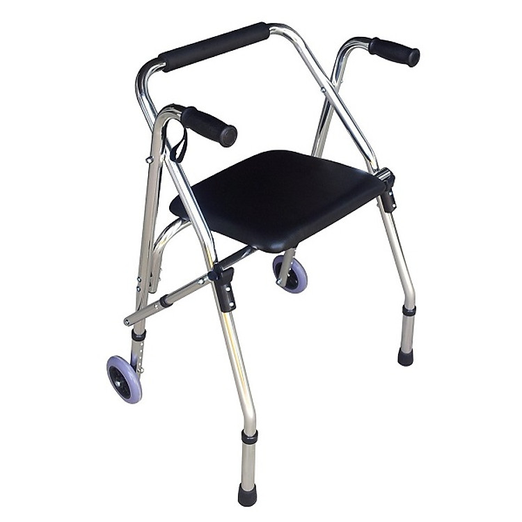 Khung tập đi LUCASS W9 - Có ghế ngồi bọc da cho người già, người khuyết tật - HÀNG CHÍNH HÃNG