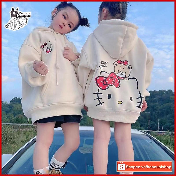 Áo khoác nỉ Hello Kitty cho bé gái 18kg-35kg mặc đi chơi dạo phố siêu xinh | HC67