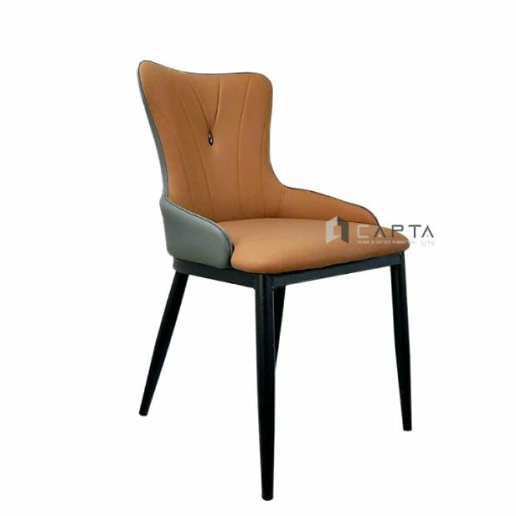 Ghế ăn cao cấp ECO 45A-P Nội thất Capta Ghế phòng ăn tiếp khách nhà hàng nêm da simili chân sắt sơn màu đen cao cấp bền bỉ Luxury dinner chair