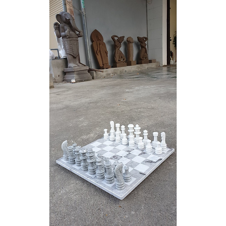 Mua Bộ bàn cờ vua đá cẩm thạch 30 cm Chính hãng Tiết kiệm - Hình ảnh 3